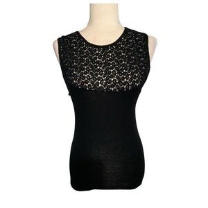 emmebivi womens solid black wool lace sweater tank top 3 small medium italy